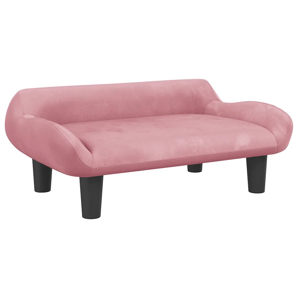 sofa til børn 70x40x24 cm velour lyserød