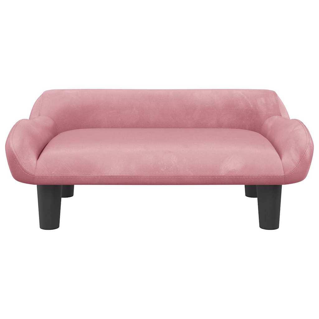 sofa til børn 70x40x24 cm velour lyserød