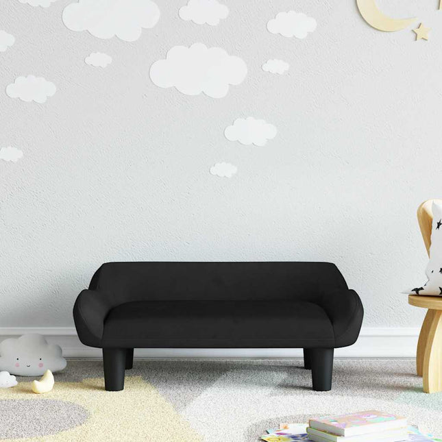sofa til børn 70x40x24 cm velour sort