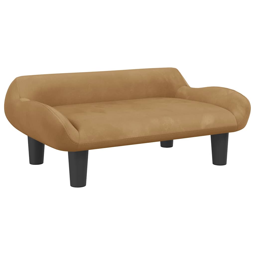 sofa til børn 70x40x24 cm velour brun