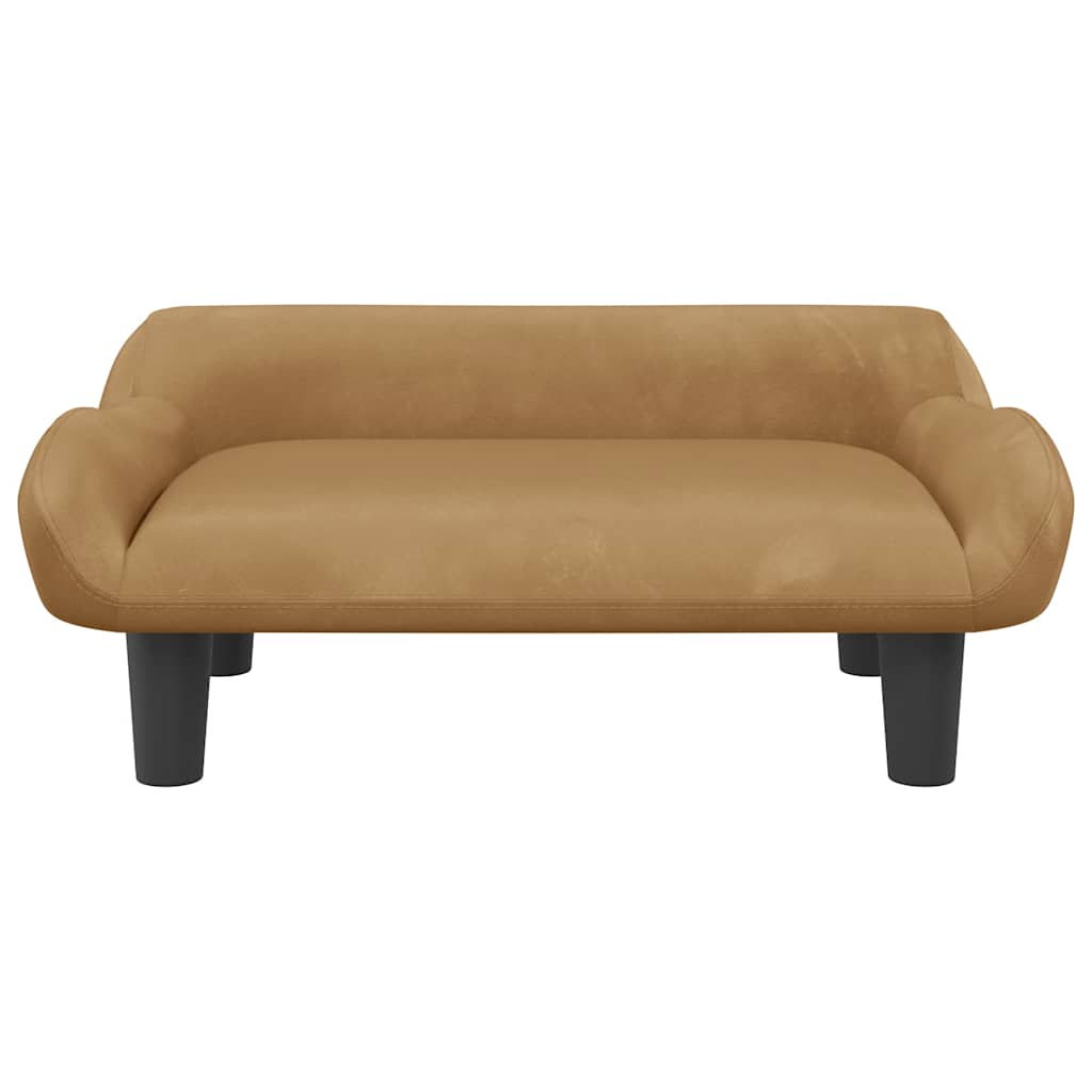 sofa til børn 70x40x24 cm velour brun