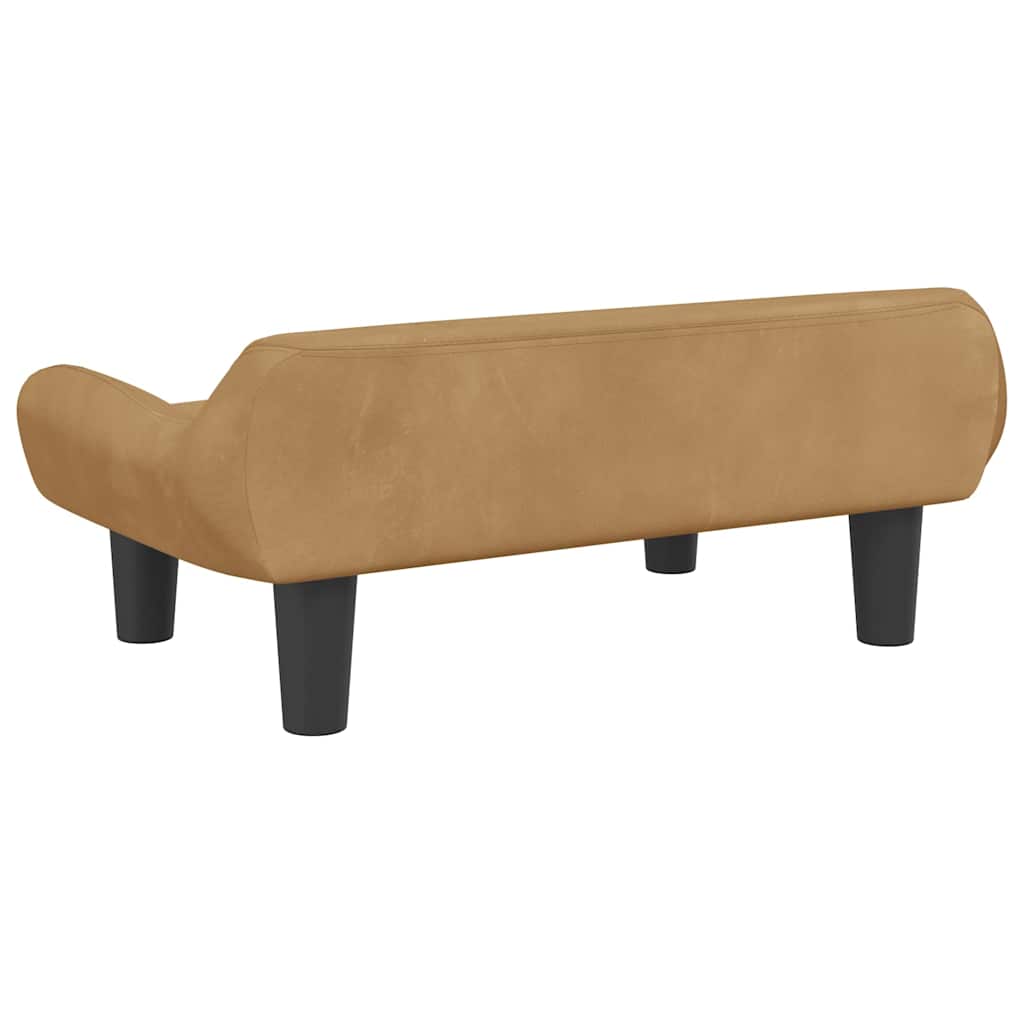 sofa til børn 70x40x24 cm velour brun