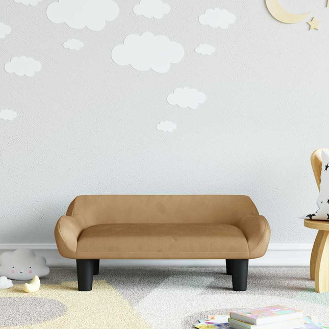 sofa til børn 70x40x24 cm velour brun