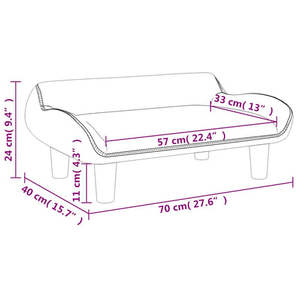 sofa til børn 70x40x24 cm velour cremefarvet