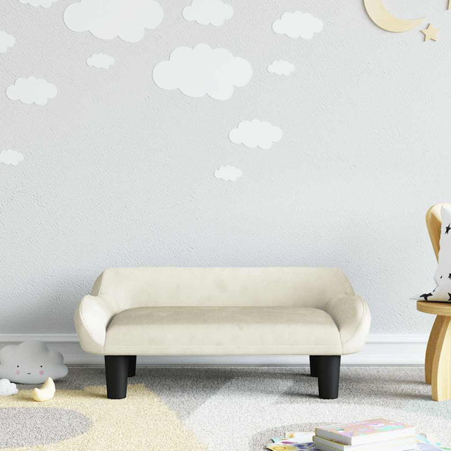 sofa til børn 70x40x24 cm velour cremefarvet