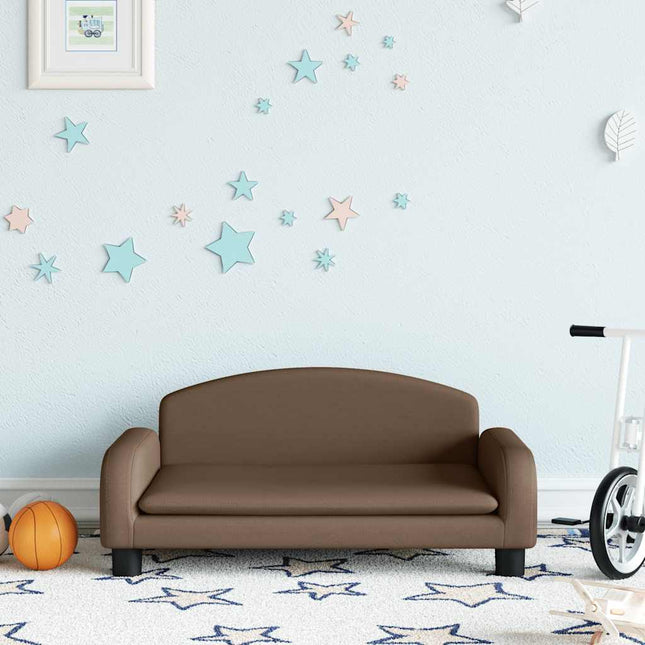 sofa til børn 70x45x30 cm stof brun
