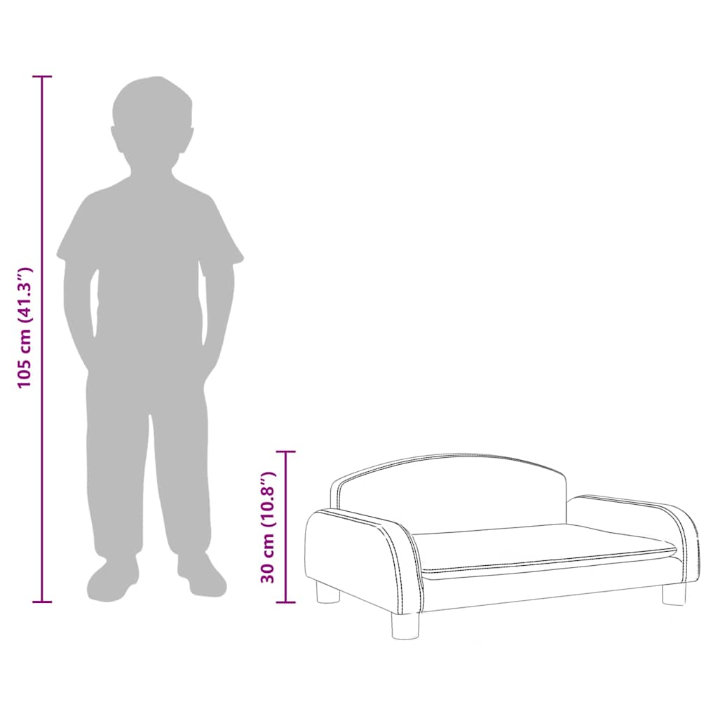 sofa til børn 70x45x30 cm kunstlæder sort