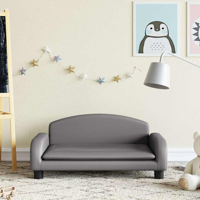sofa til børn 70x45x30 cm kunstlæder grå