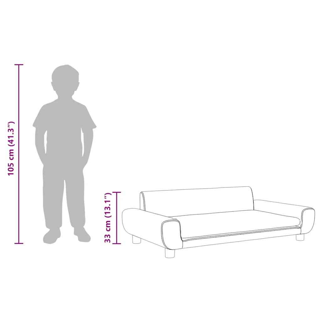 sofa til børn 100x54x33 cm velour lysegrå