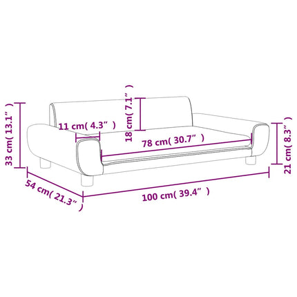 sofa til børn 100x54x33 cm velour lyserød