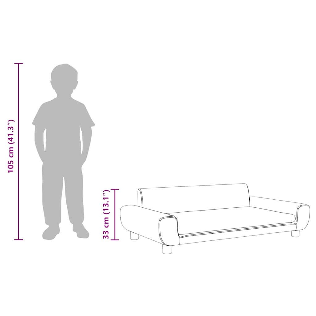 sofa til børn 100x54x33 cm velour sort