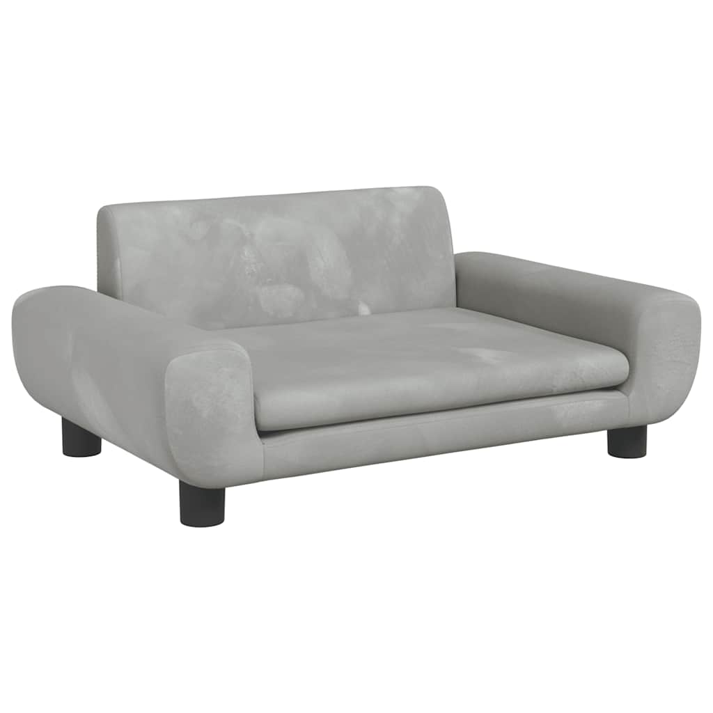 sofa til børn 70x45x33 cm velour lysegrå