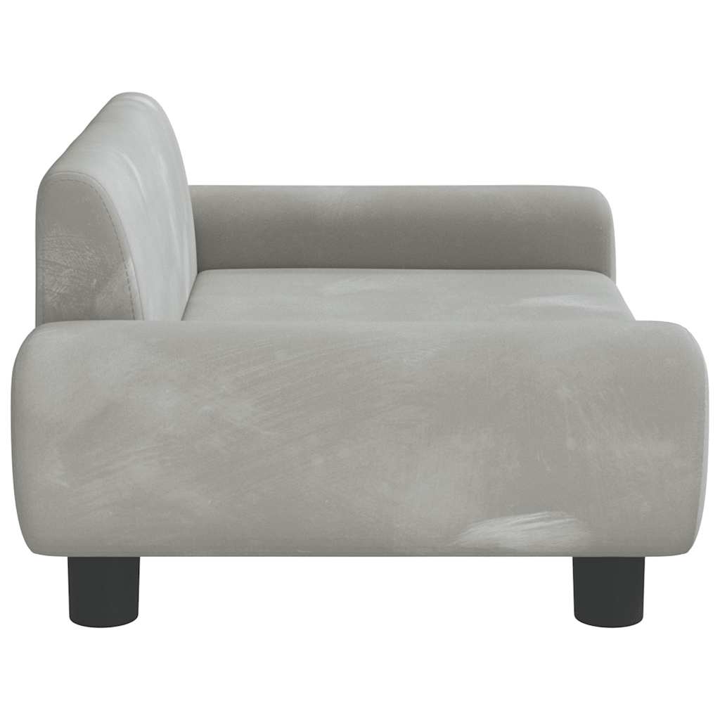 sofa til børn 70x45x33 cm velour lysegrå
