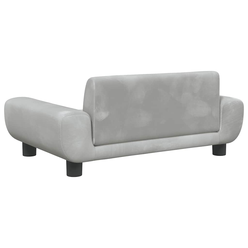 sofa til børn 70x45x33 cm velour lysegrå