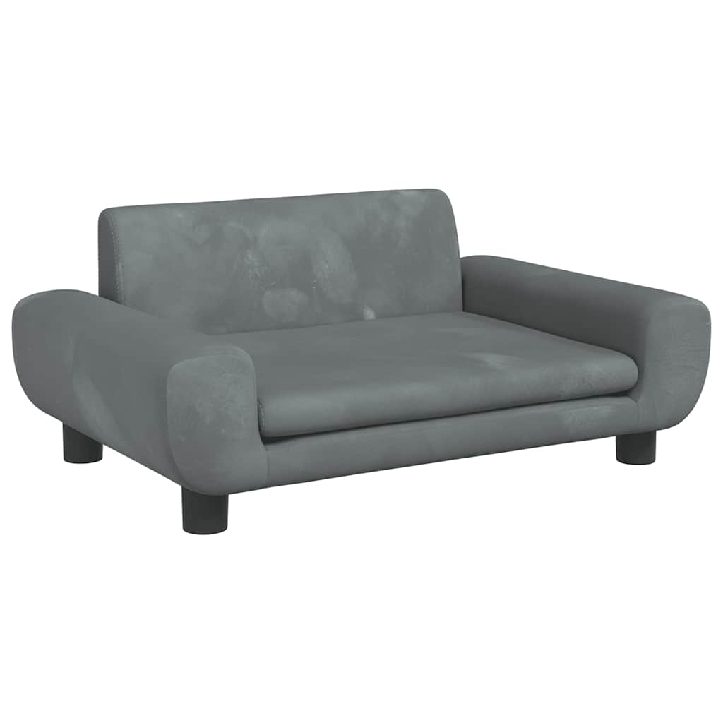sofa til børn 70x45x33 cm velour mørkegrå