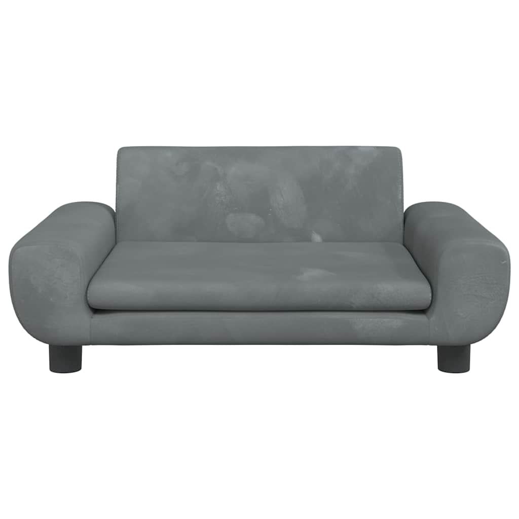 sofa til børn 70x45x33 cm velour mørkegrå