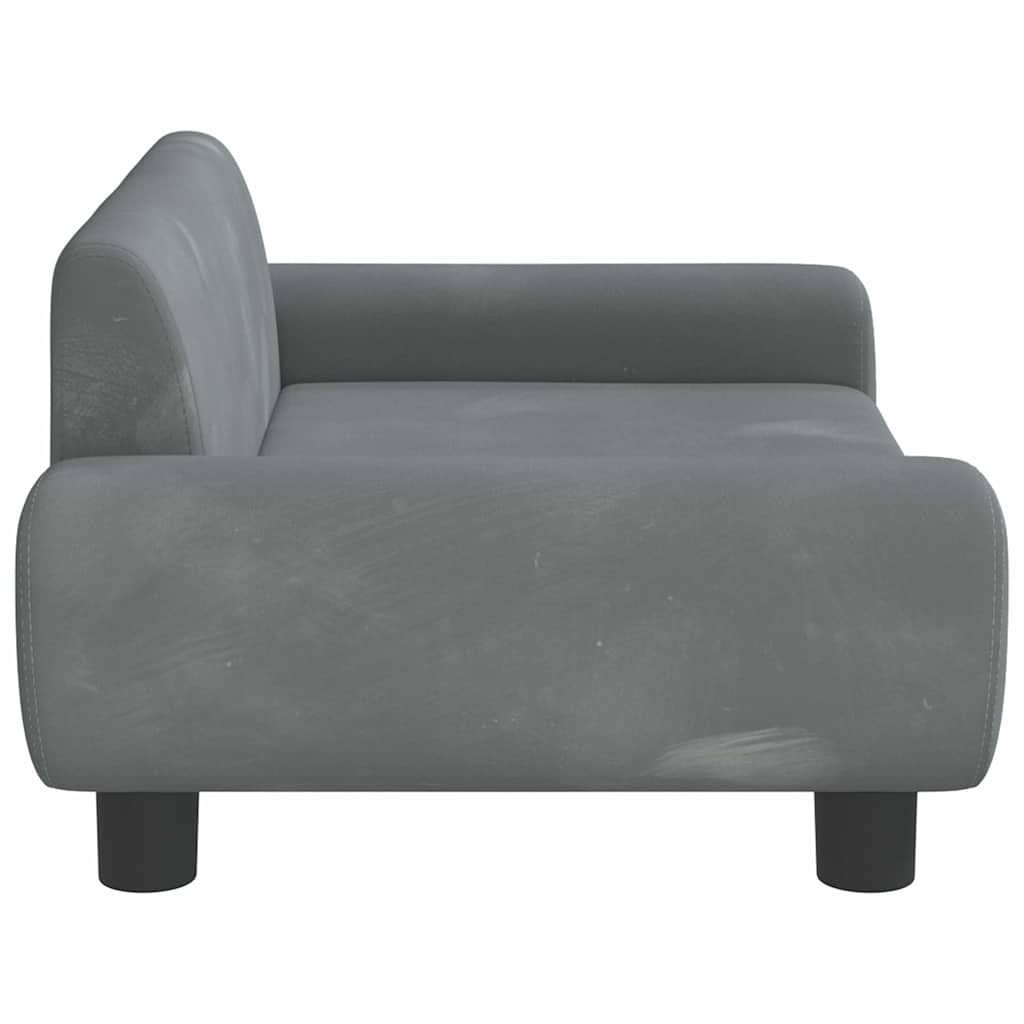 sofa til børn 70x45x33 cm velour mørkegrå