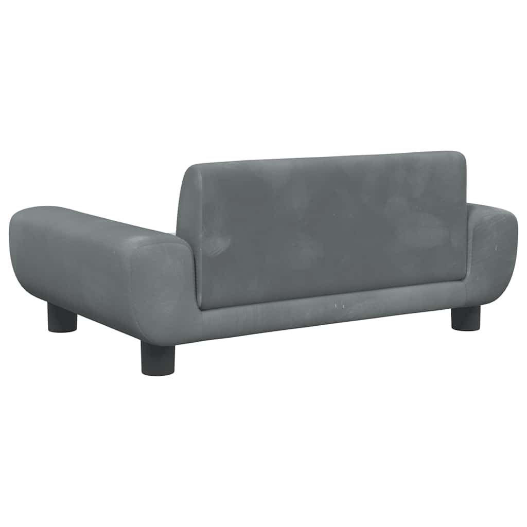 sofa til børn 70x45x33 cm velour mørkegrå