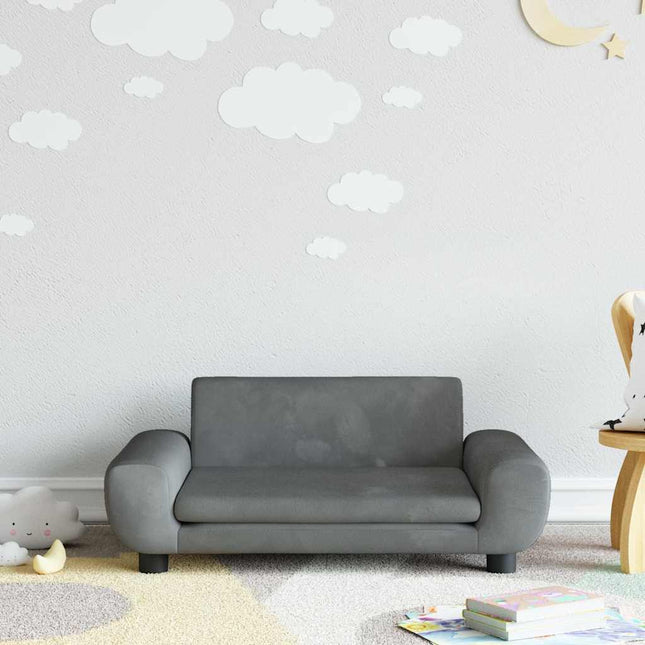 sofa til børn 70x45x33 cm velour mørkegrå