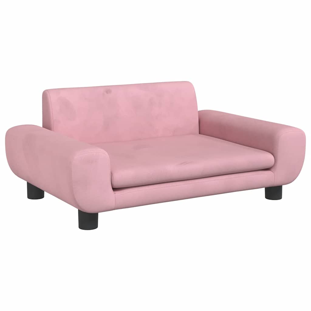 sofa til børn 70x45x33 cm velour lyserød