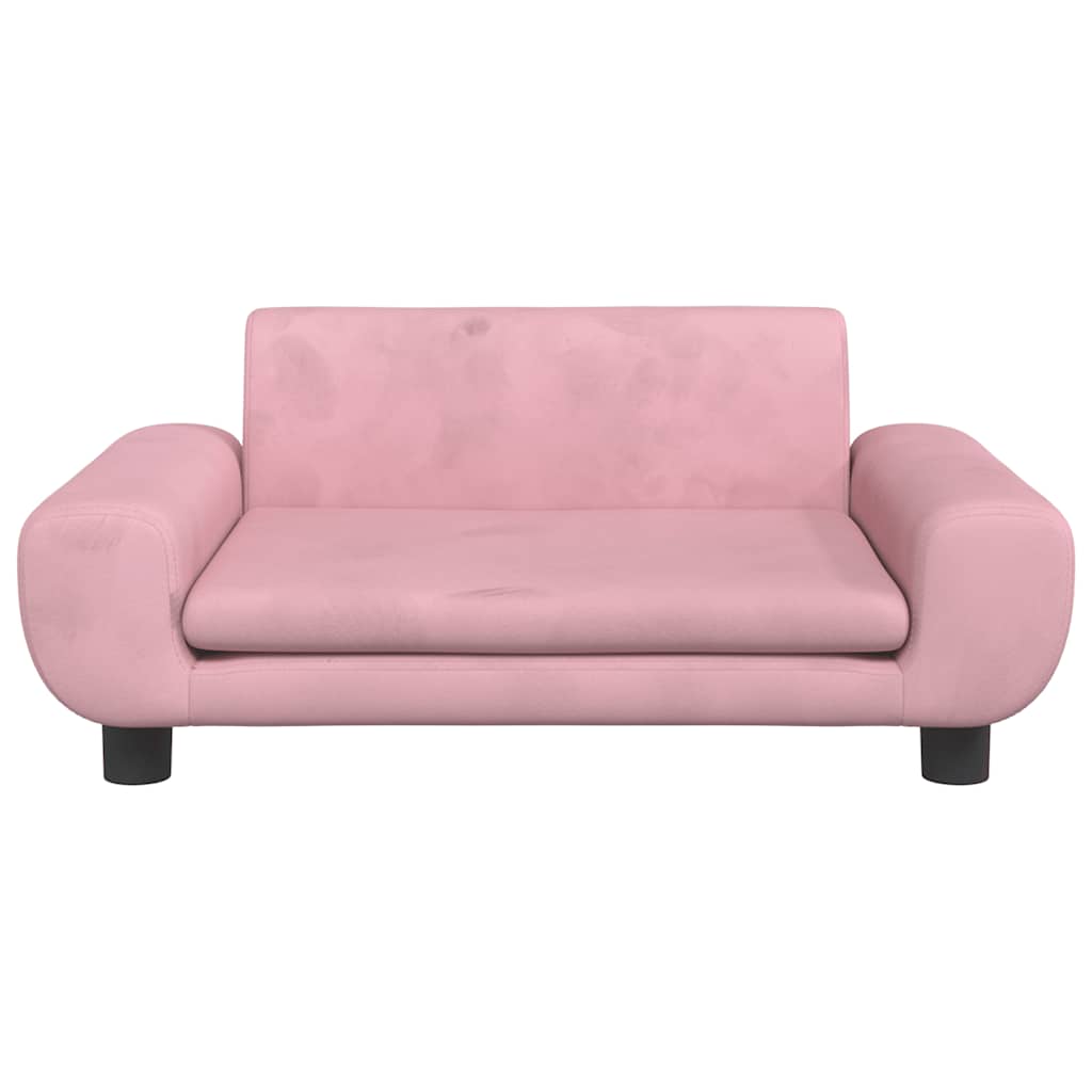sofa til børn 70x45x33 cm velour lyserød