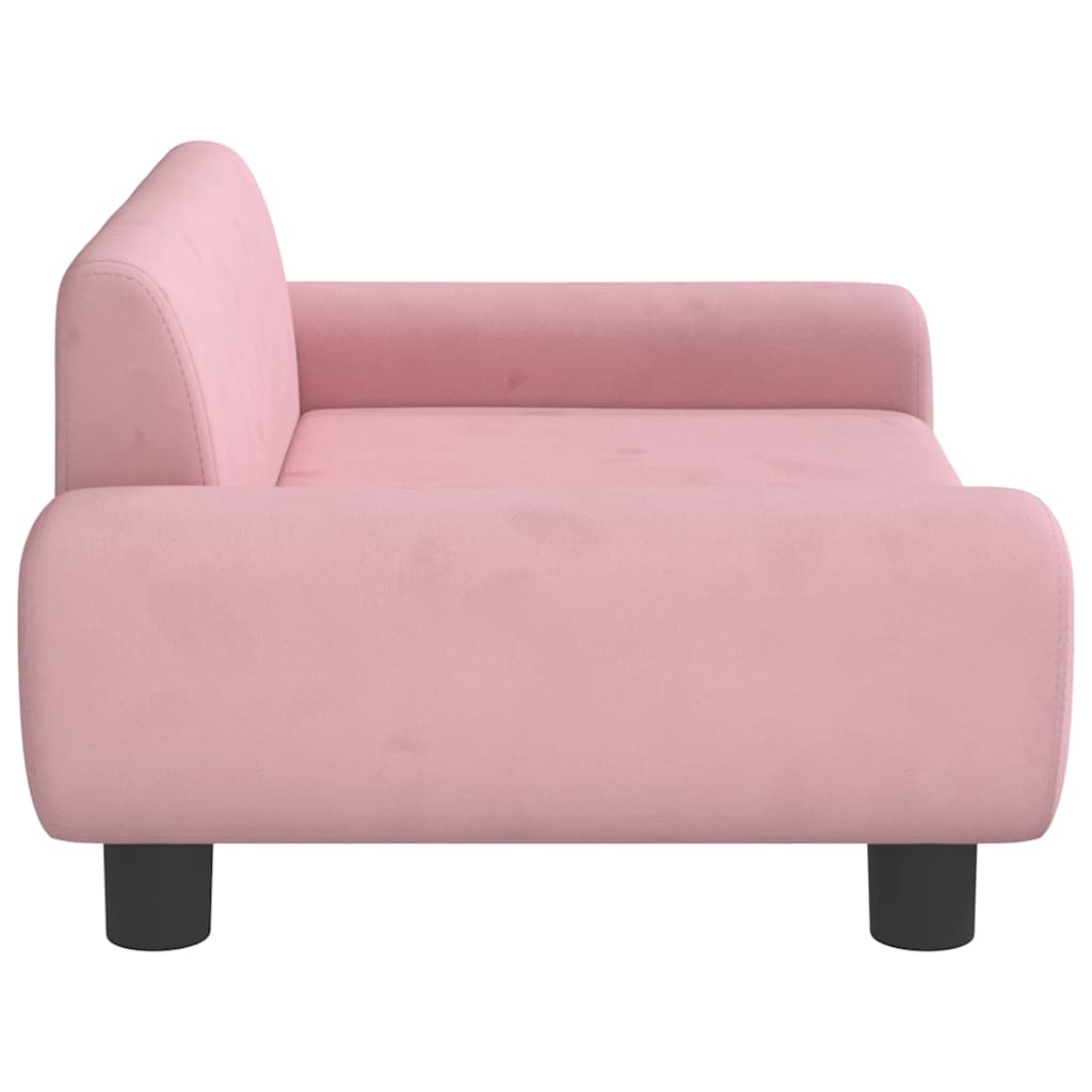 sofa til børn 70x45x33 cm velour lyserød