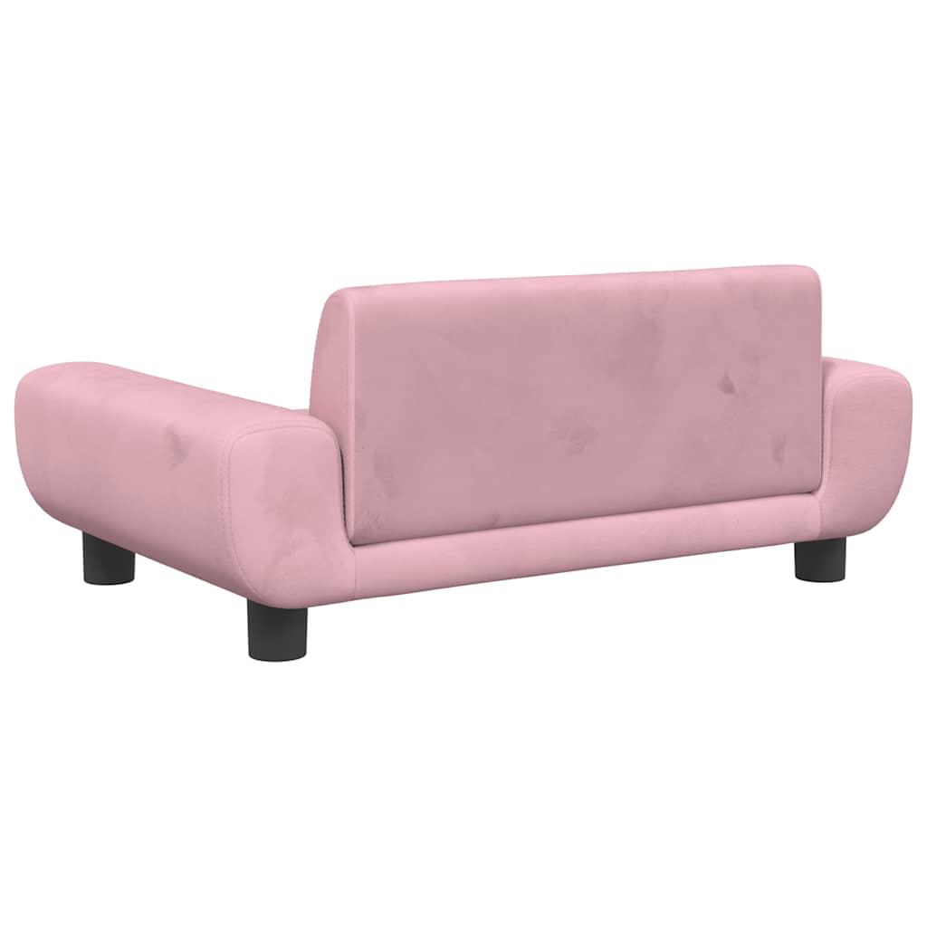 sofa til børn 70x45x33 cm velour lyserød