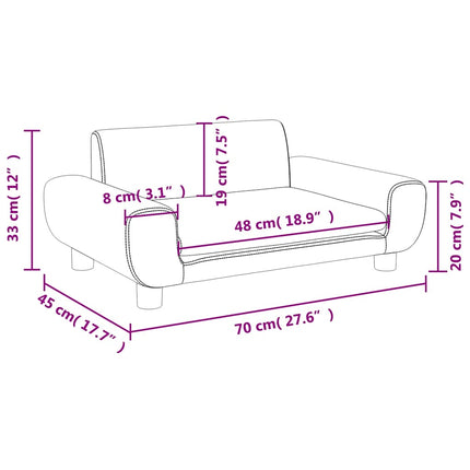 sofa til børn 70x45x33 cm velour lyserød