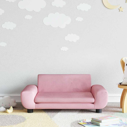 sofa til børn 70x45x33 cm velour lyserød
