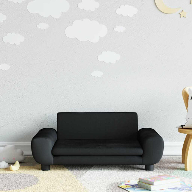 sofa til børn 70x45x33 cm velour sort