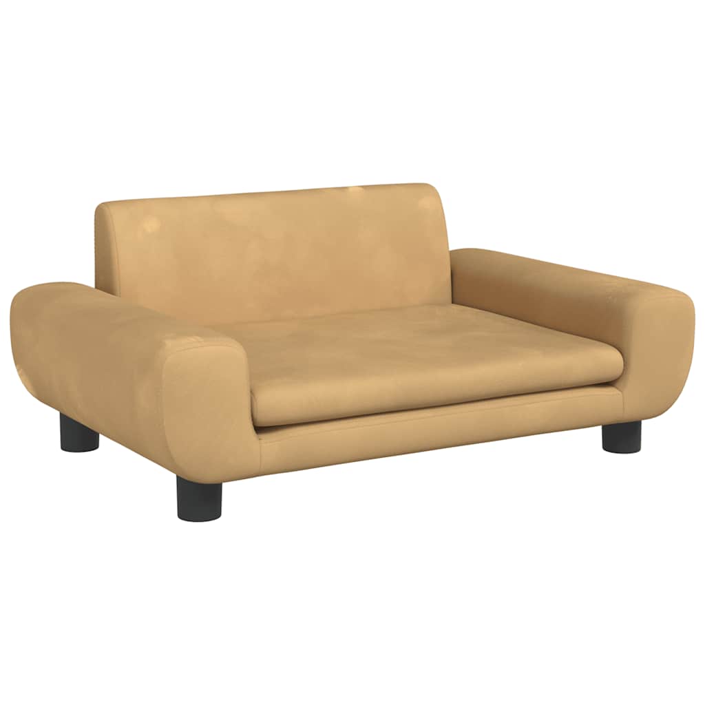 sofa til børn 70x45x33 cm velour brun