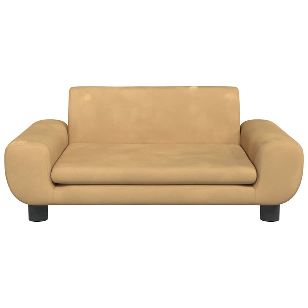 sofa til børn 70x45x33 cm velour brun
