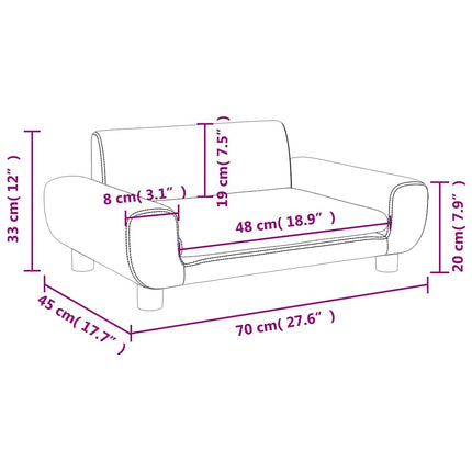 sofa til børn 70x45x33 cm velour brun