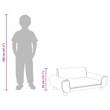 sofa til børn 70x45x33 cm velour cremefarvet