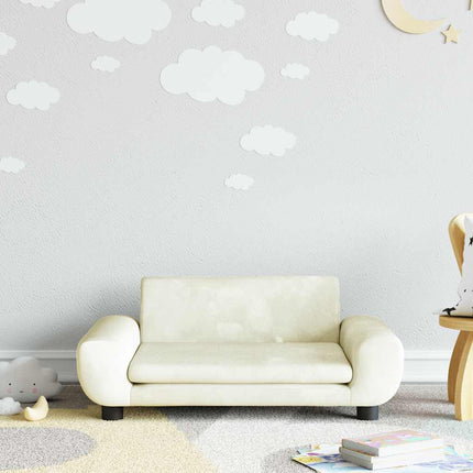 sofa til børn 70x45x33 cm velour cremefarvet