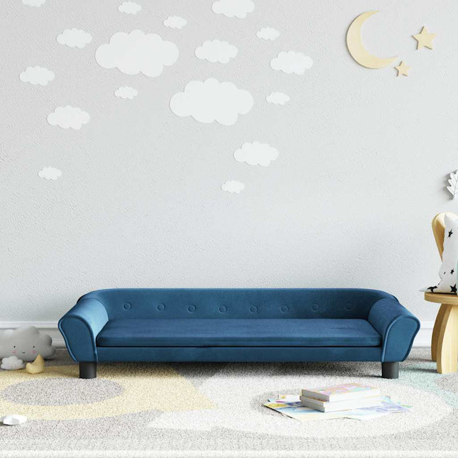 sofa til børn 100x50x26 cm velour blå