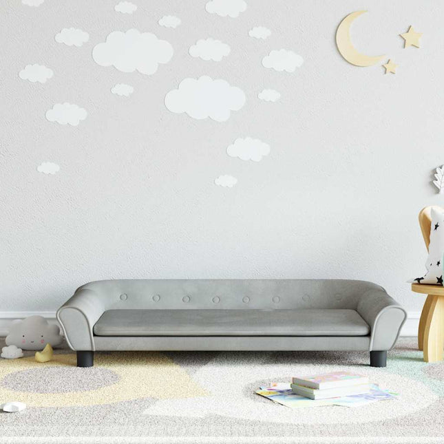 sofa til børn 100x50x26 cm velour lysegrå