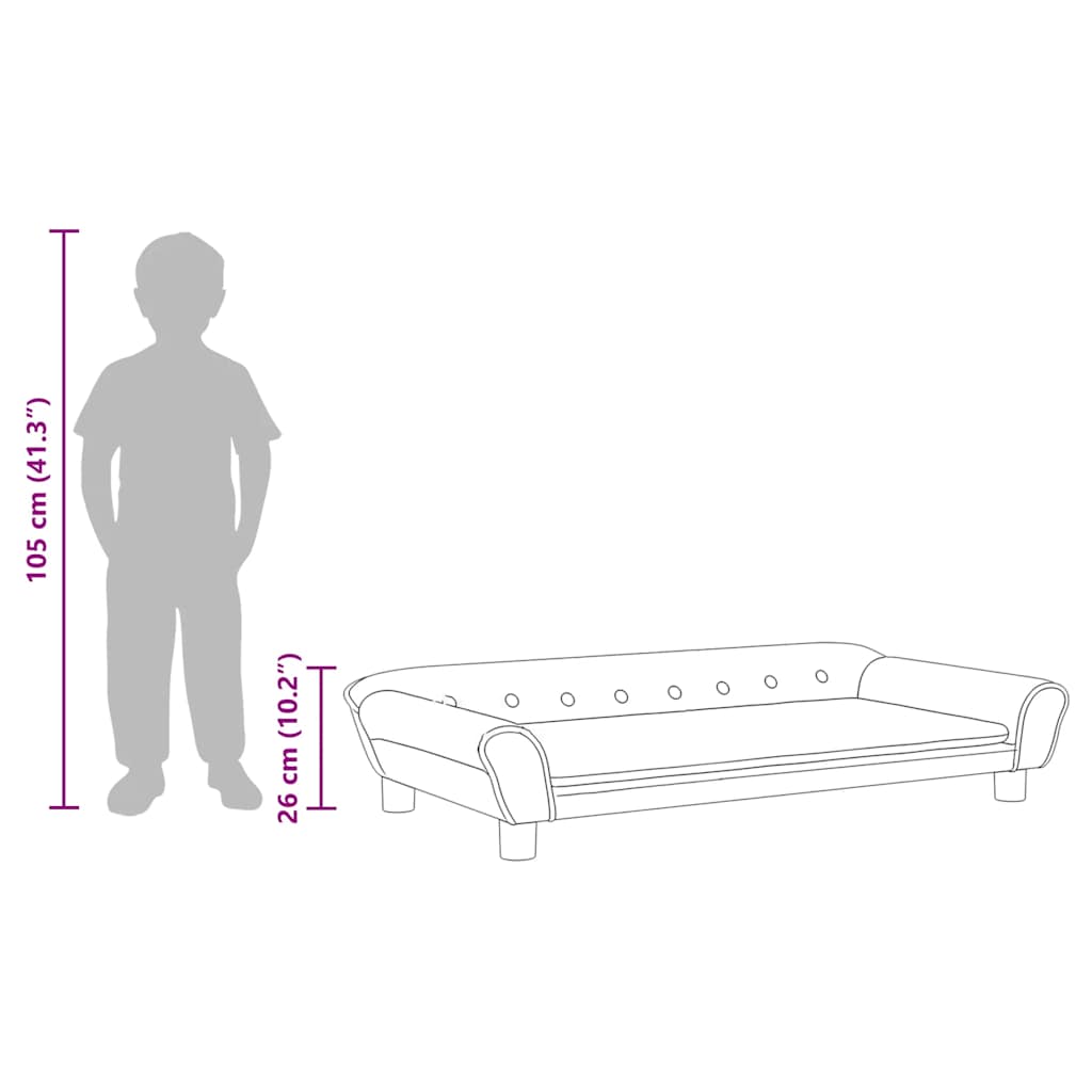 sofa til børn 100x50x26 cm velour mørkegrå