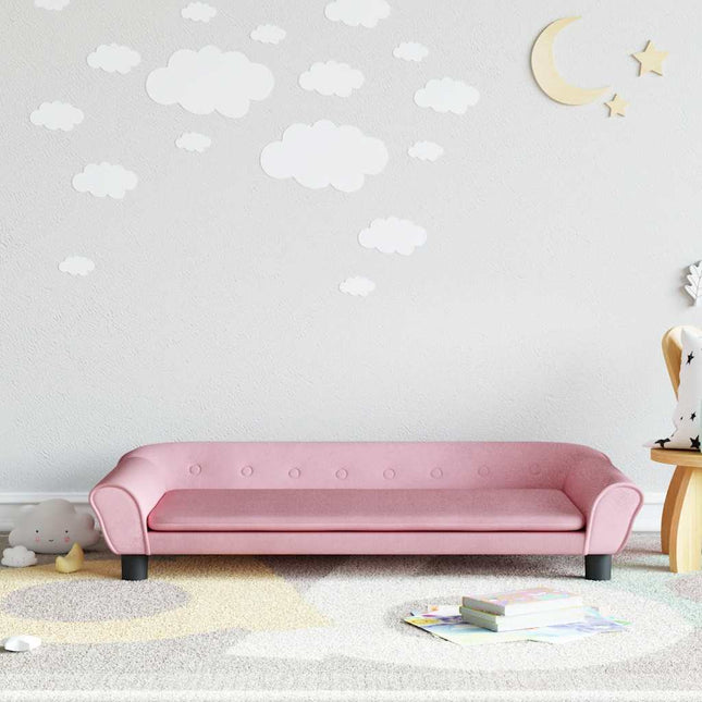 sofa til børn 100x50x26 cm velour lyserød