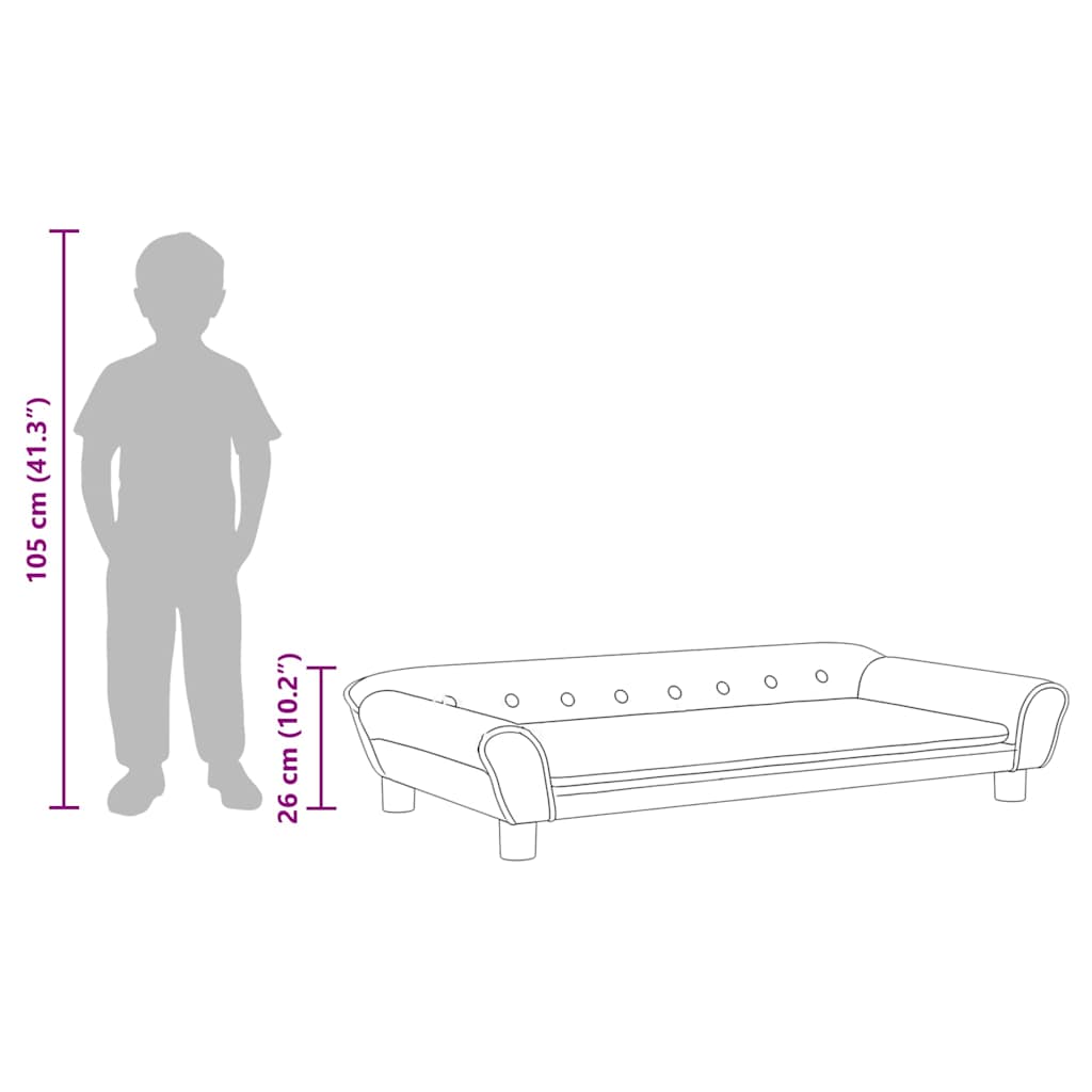 sofa til børn 100x50x26 cm velour cremefarvet