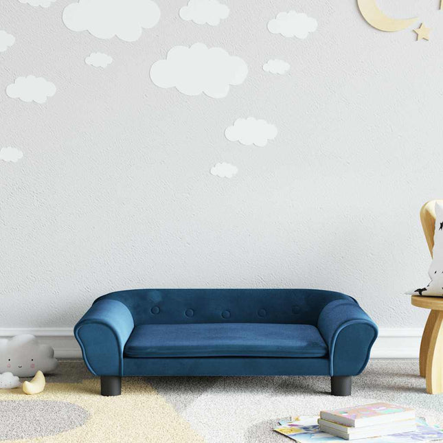 sofa til børn 70x45x26 cm velour blå