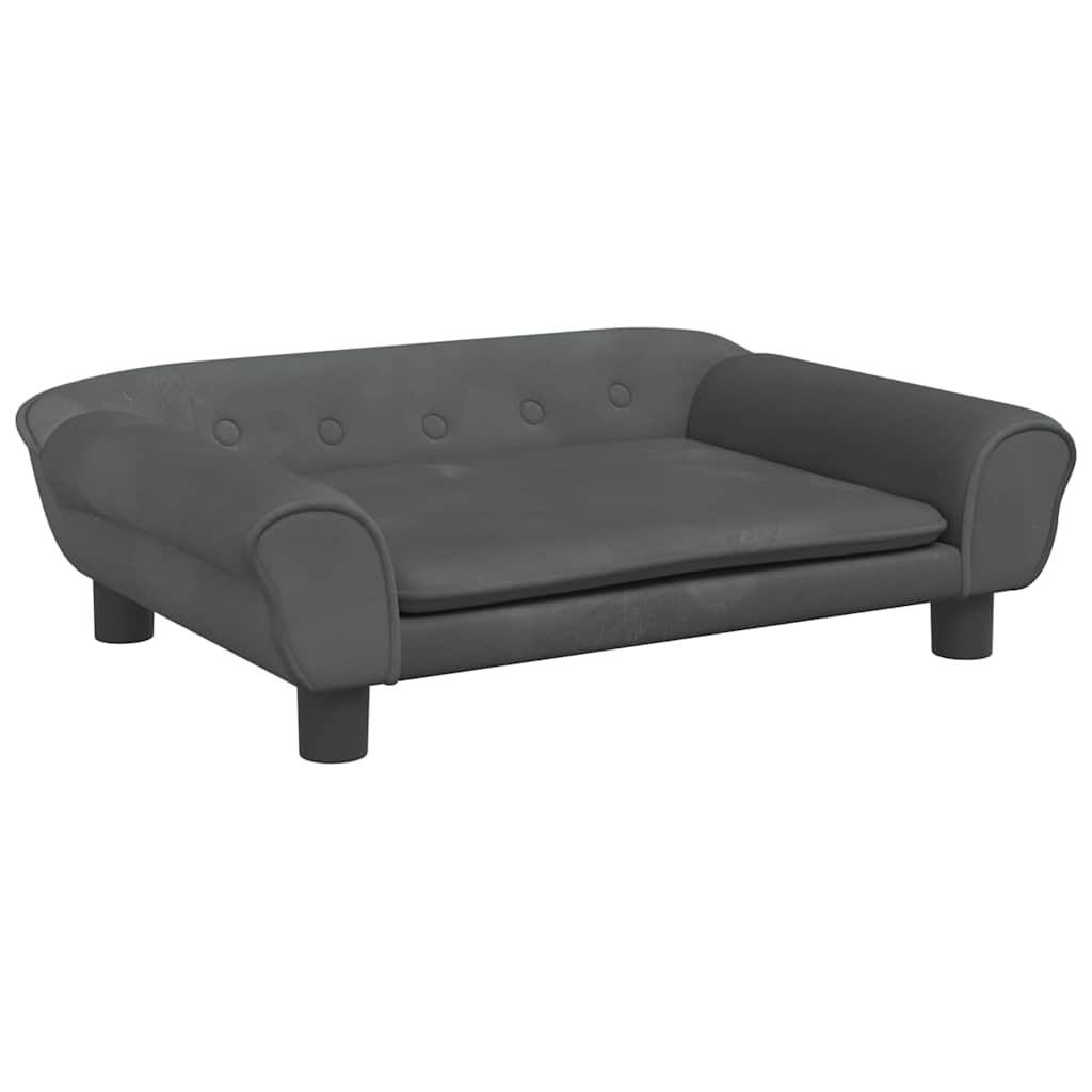 sofa til børn 70x45x26 cm velour mørkegrå