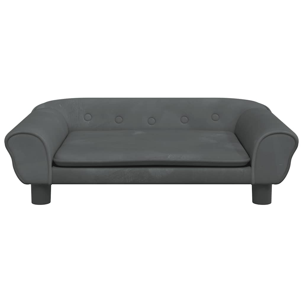 sofa til børn 70x45x26 cm velour mørkegrå