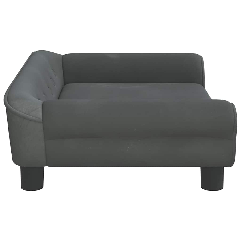 sofa til børn 70x45x26 cm velour mørkegrå