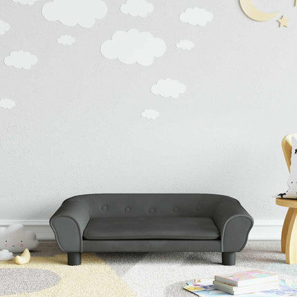 sofa til børn 70x45x26 cm velour mørkegrå
