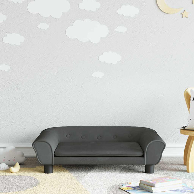 sofa til børn 70x45x26 cm velour mørkegrå