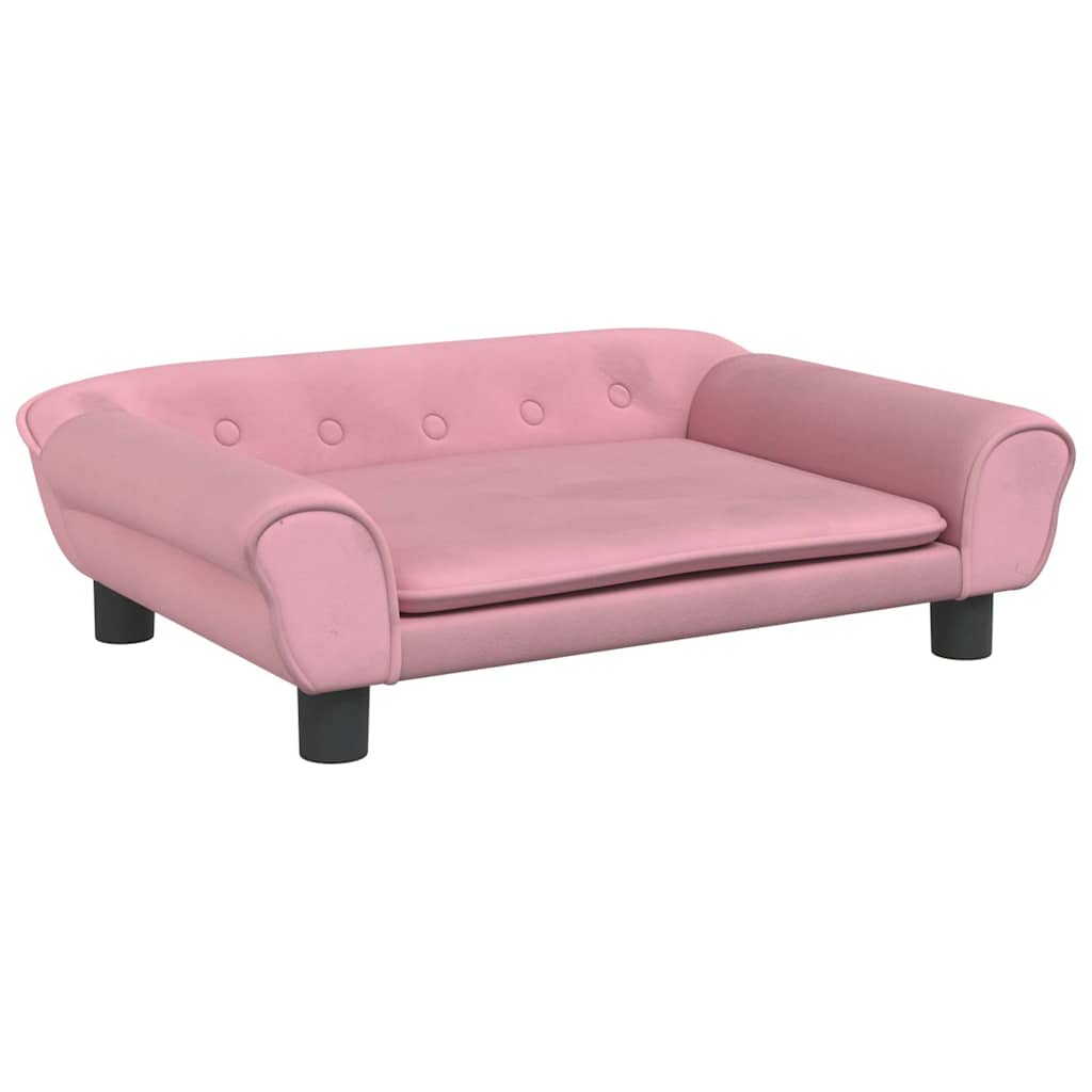 sofa til børn 70x45x26 cm velour lyserød