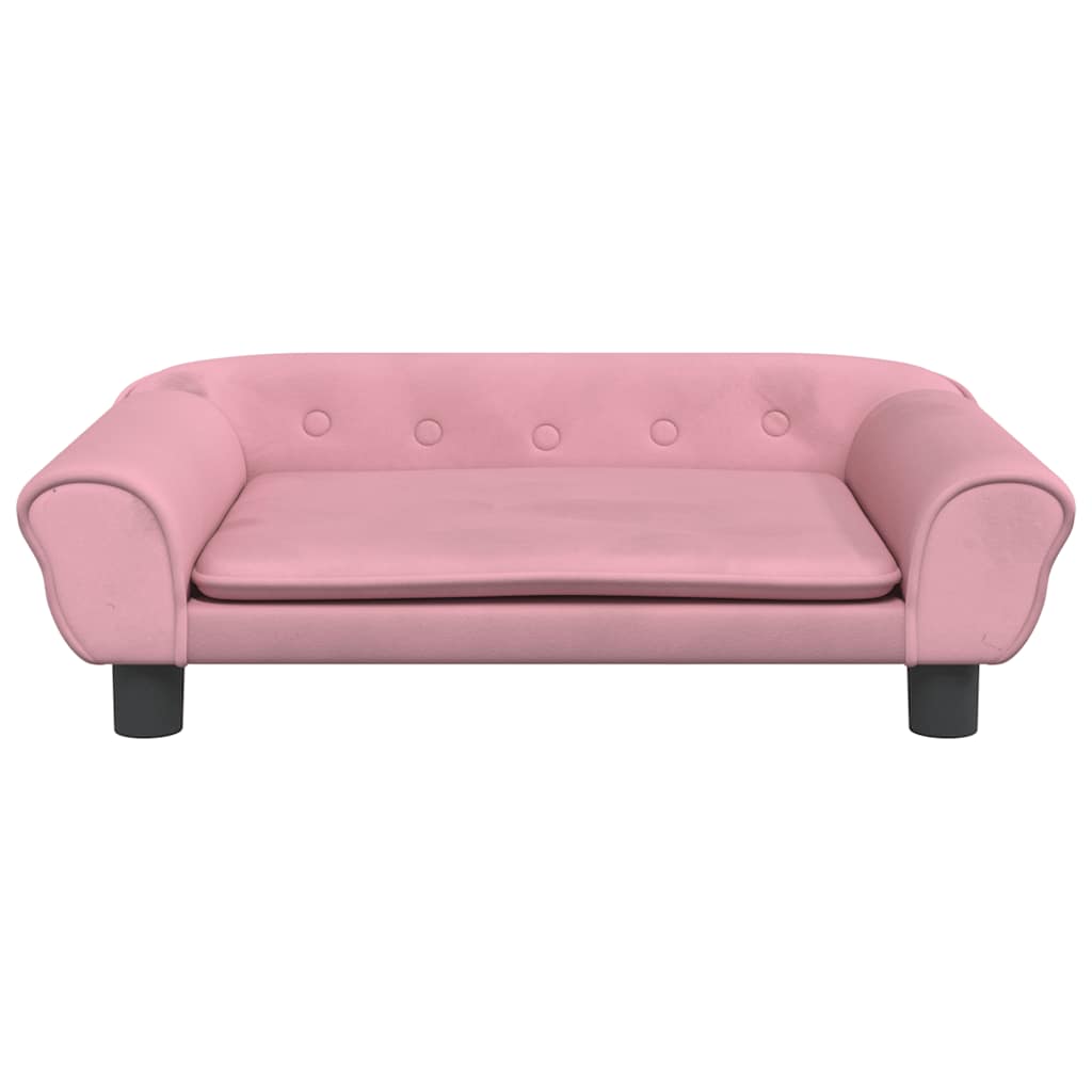 sofa til børn 70x45x26 cm velour lyserød