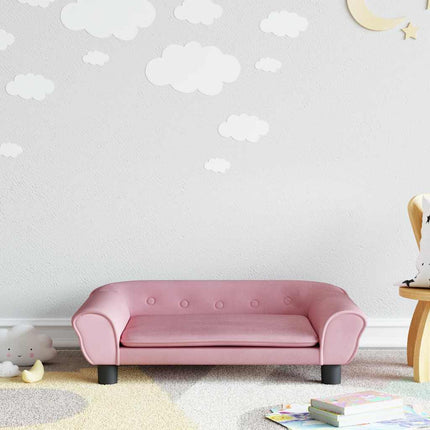 sofa til børn 70x45x26 cm velour lyserød