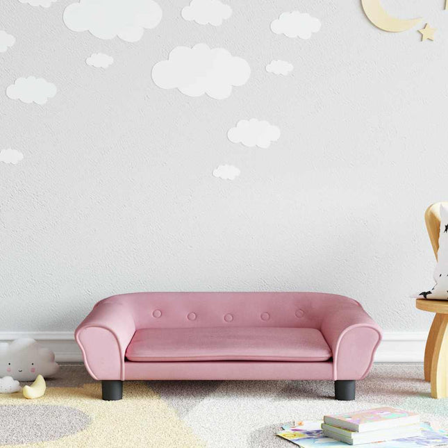 sofa til børn 70x45x26 cm velour lyserød